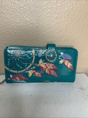 SHAG WEAR Teal Dreamcatcher Zip Wallet with Feather Detail